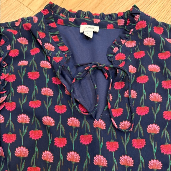 J Crew Floral Ruffle Sleeve Blouse - Picture 4 of 4